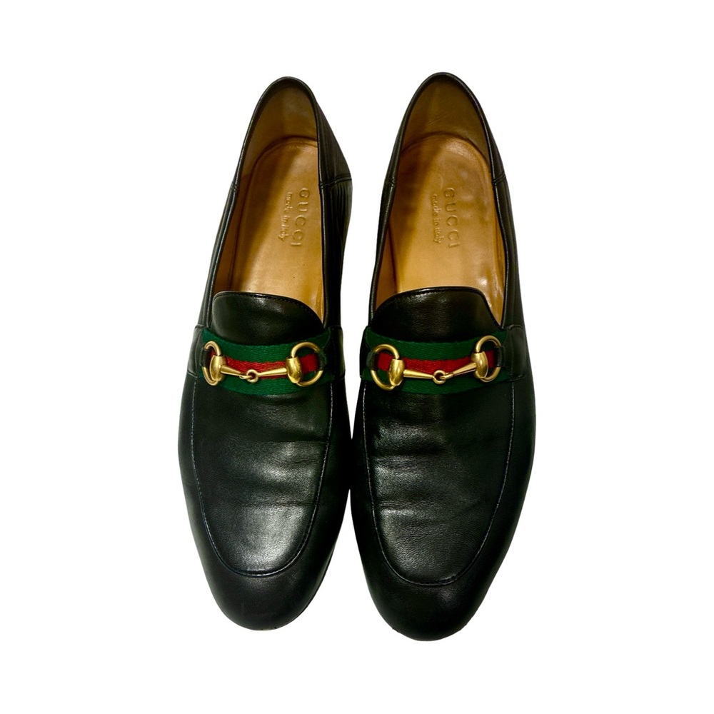 Gucci Black Leather Loafers with Gold Horsebit sz10 $379